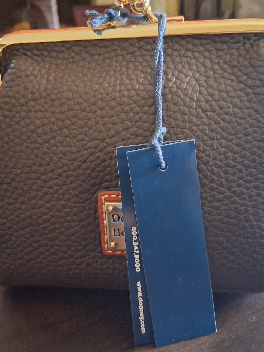 NWT Dooney & Bourke Brown Tmoro Large Frame Coin Purse Wallet